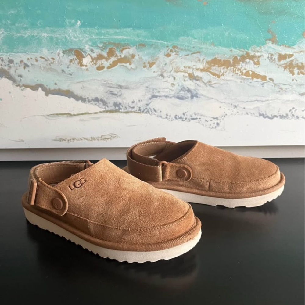 UGG Chestnut Suede Slippers with Cozy Slip-On Design - Size 13 Kids